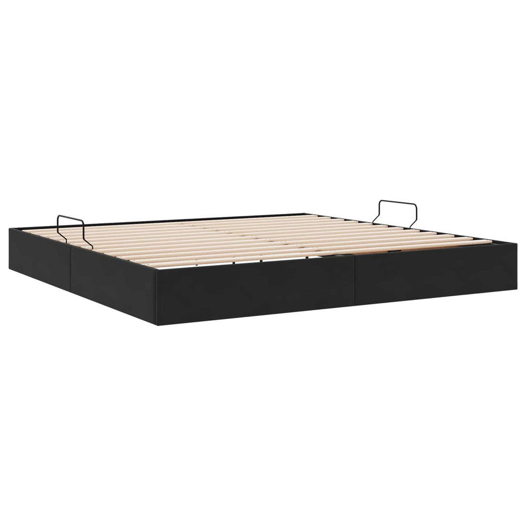 Ottoman Sengestel med opbevaring Sort 200 x 200 cm Fløjl
