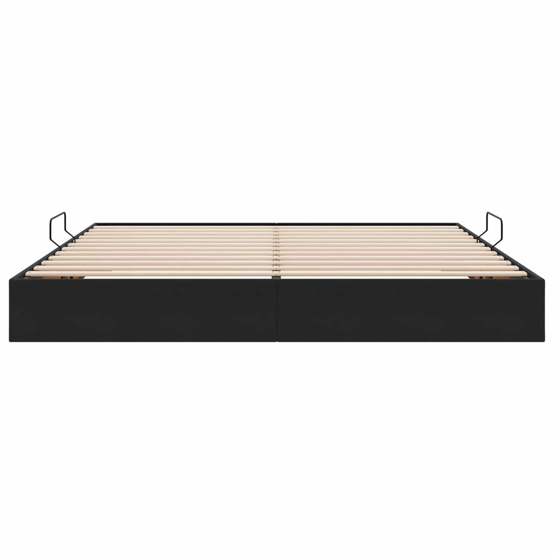 Ottoman Sengestel med opbevaring Sort 200 x 200 cm Fløjl