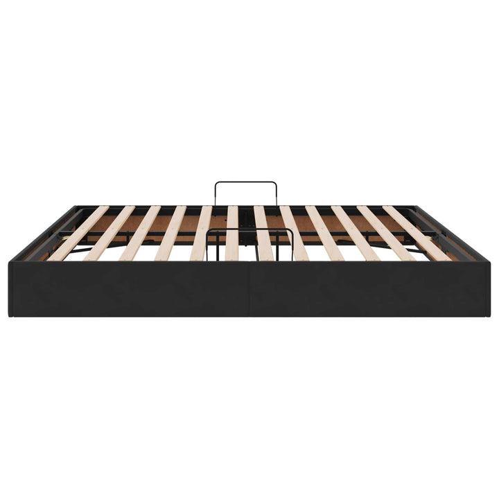 Ottoman Sengestel med opbevaring Sort 200 x 200 cm Fløjl