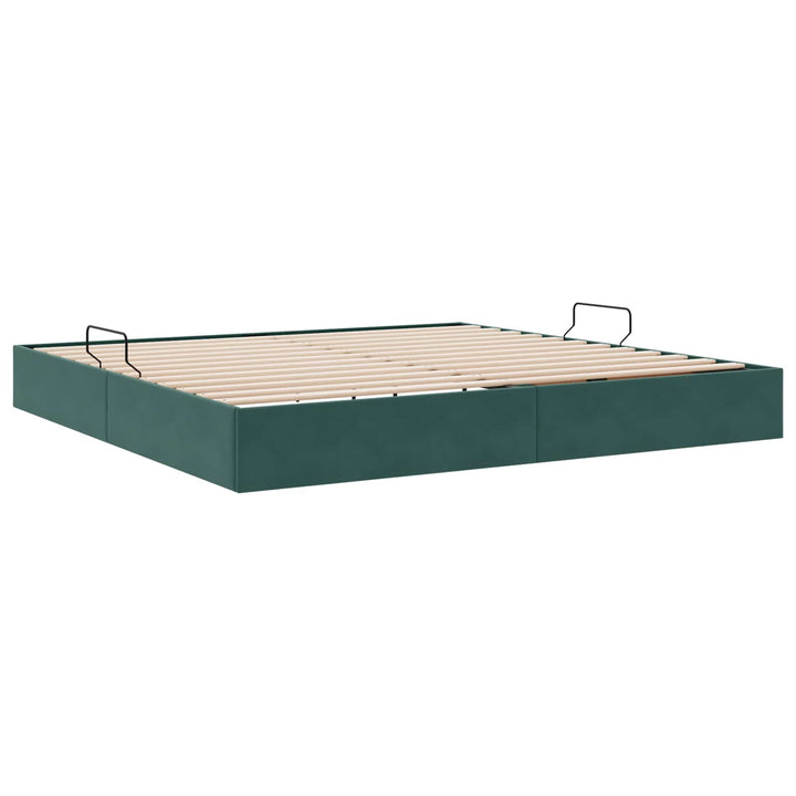Ottoman Sengestel med opbevaring Mørkegrøn 200 x 200 cm Fløjl