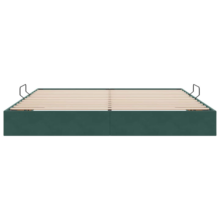 Ottoman Sengestel med opbevaring Mørkegrøn 200 x 200 cm Fløjl