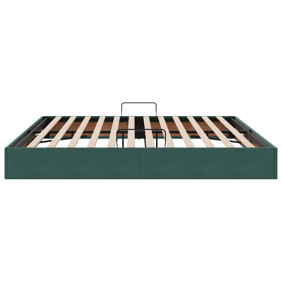 Ottoman Sengestel med opbevaring Mørkegrøn 200 x 200 cm Fløjl