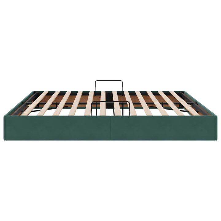 Ottoman Sengestel med opbevaring Mørkegrøn 200 x 200 cm Fløjl