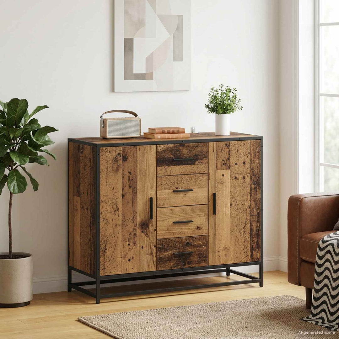 Sideboard Gammelt træ 92 x 35 x 76 cm Konstrueret træ