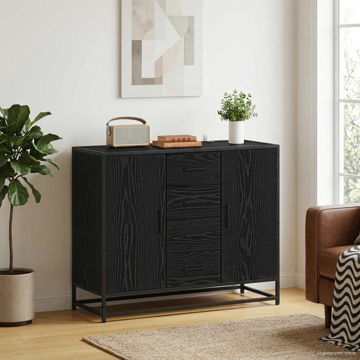 Sideboard Sort eg 92 x 35 x 76 cm Konstrueret træ
