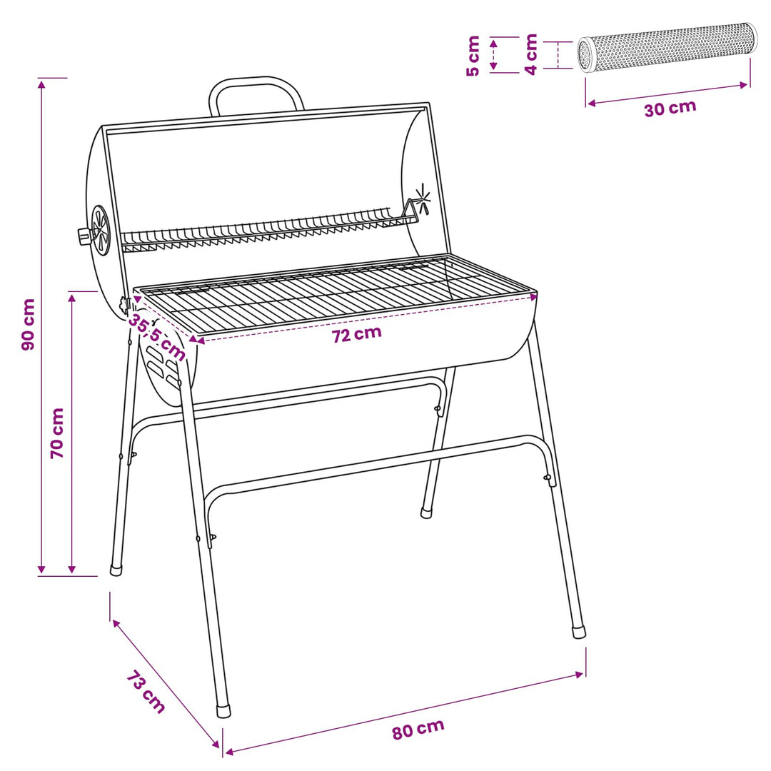 Udendørs grill 3 stk. 80 x 73 x 90 cm Metal Sort
