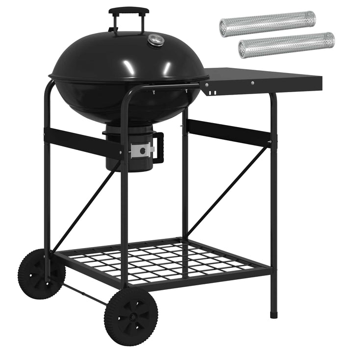 Trækolgrill med røgrør 91 x 71 x 107 cm Stål Sort
