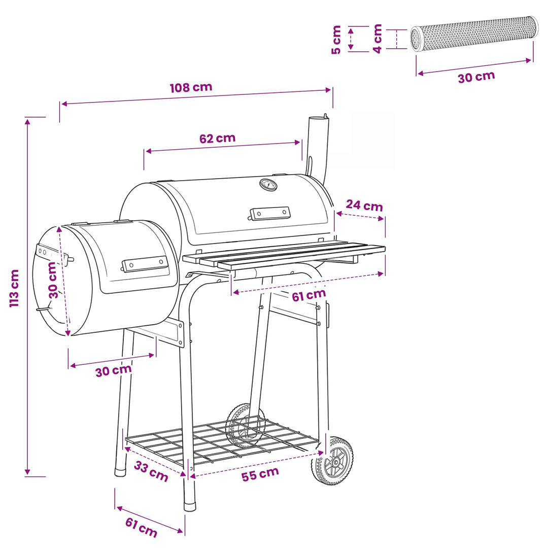 Udendørs grill 103 x 60 x 113 cm Stål Sort