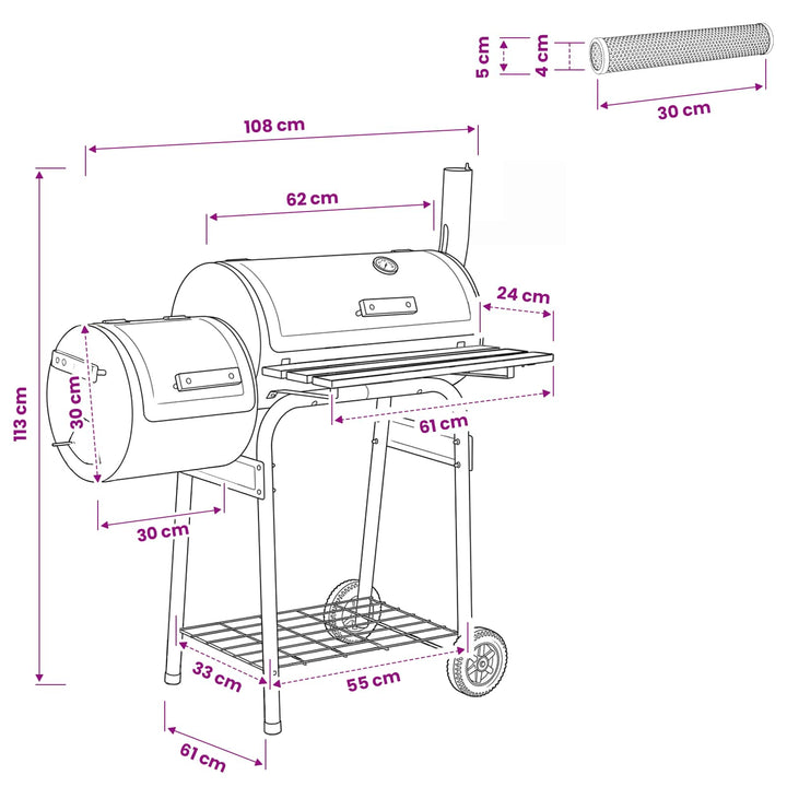 Udendørs grill 103 x 60 x 113 cm Stål Sort
