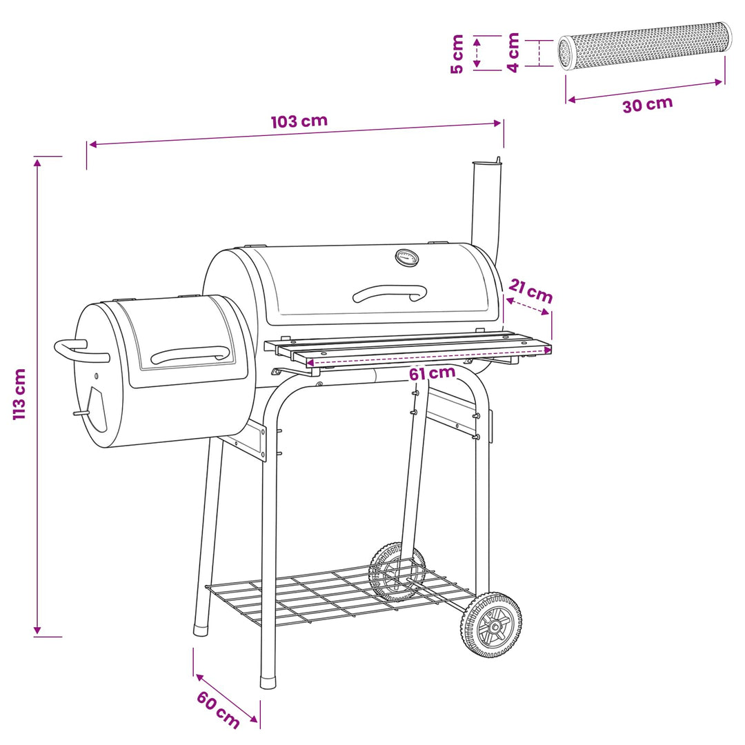 Udendørs grill 103 x 60 x 113 cm Stål Sort
