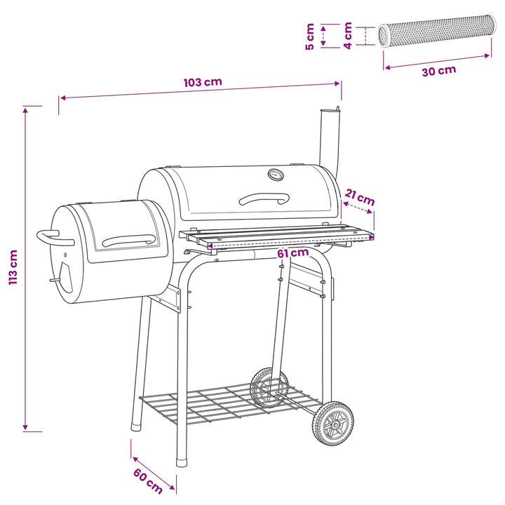 Udendørs grill 103 x 60 x 113 cm Stål Sort