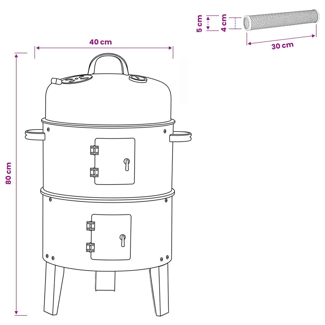 Udendørs grill Ø 40 x 80 cm Stål Sort