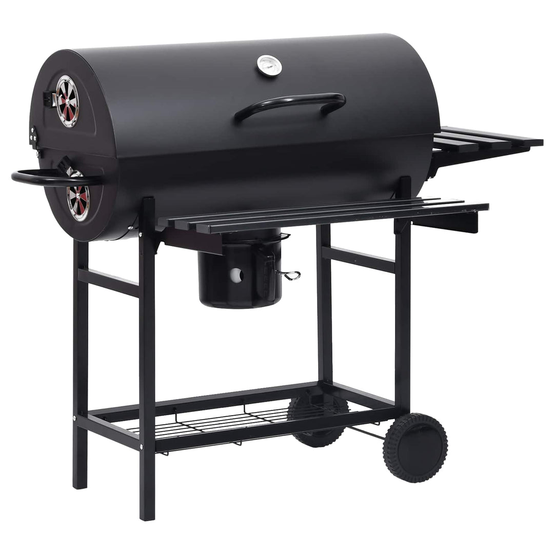 Tøndegrill med hjul og hylder 3 stk. 115 x 85 x 95 cm Metal