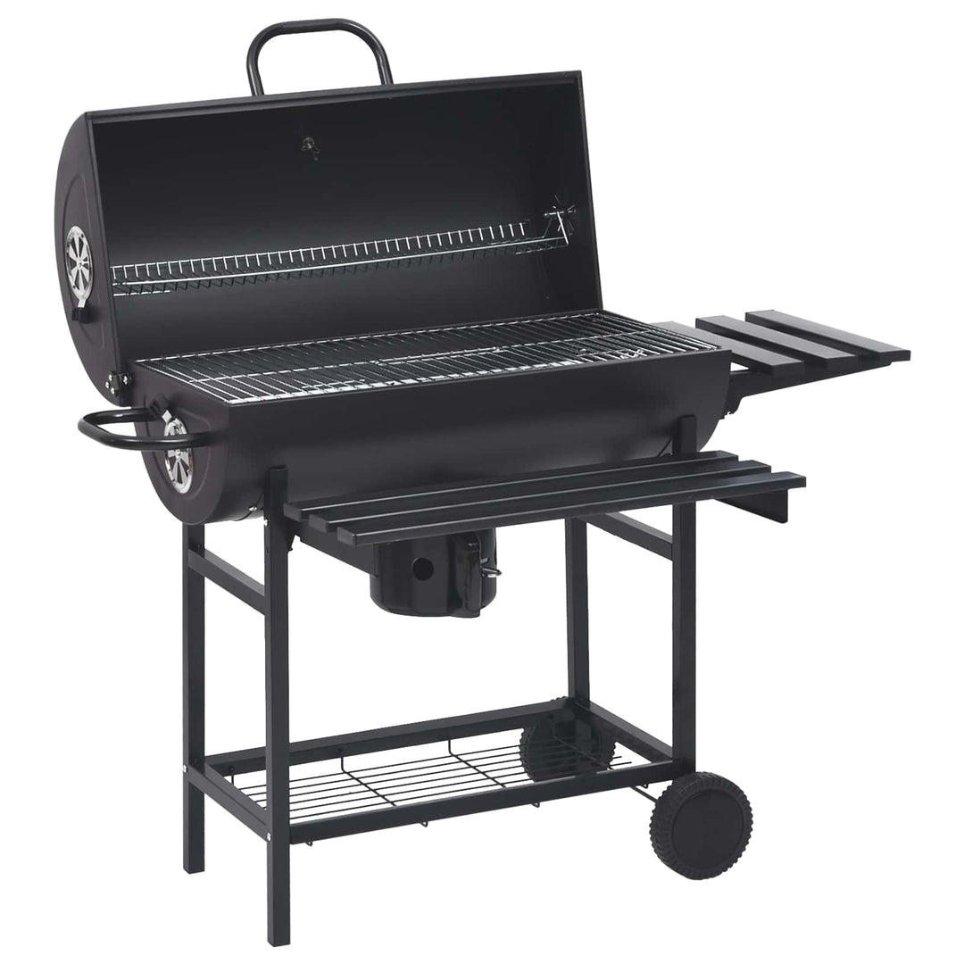 Tøndegrill med hjul og hylder 3 stk. 115 x 85 x 95 cm Metal