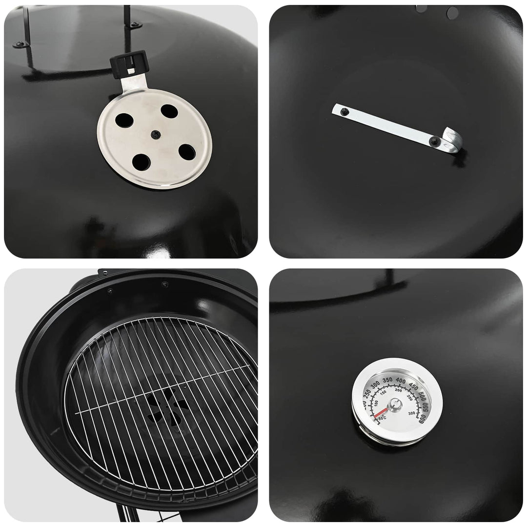 Trækolgrill med røgrør 91 x 71 x 107 cm Stål Sort