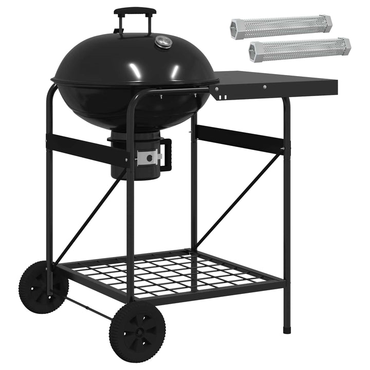 Trækolgrill med røgrør 91 x 71 x 107 cm Stål Sort