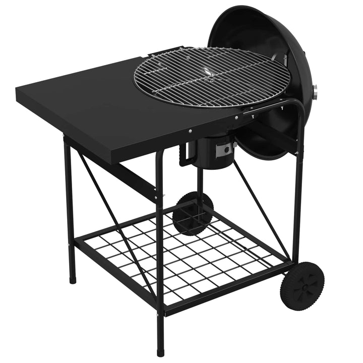 Trækolgrill med røgrør 91 x 71 x 107 cm Stål Sort