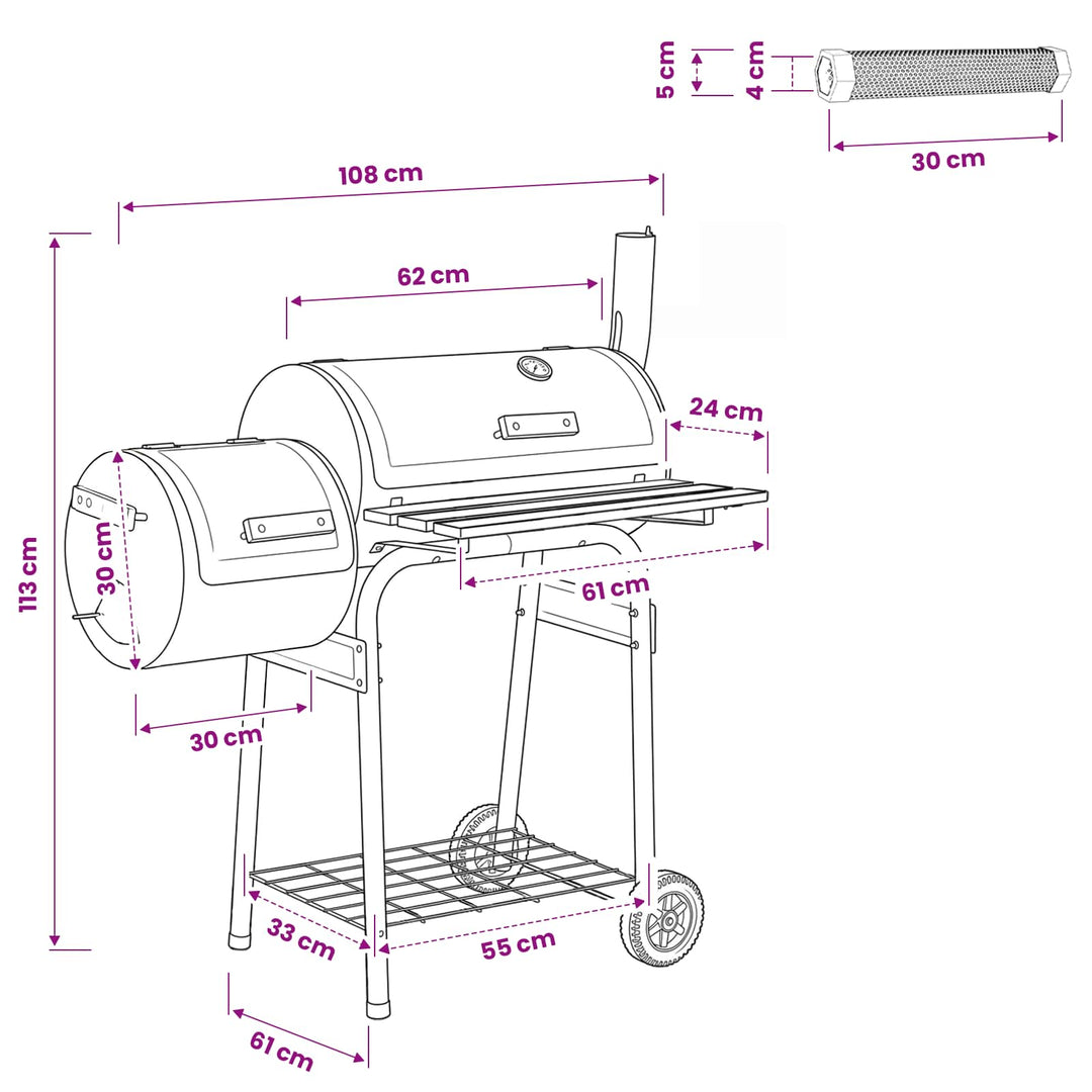 Udendørs grill 103 x 60 x 113 cm Stål Sort