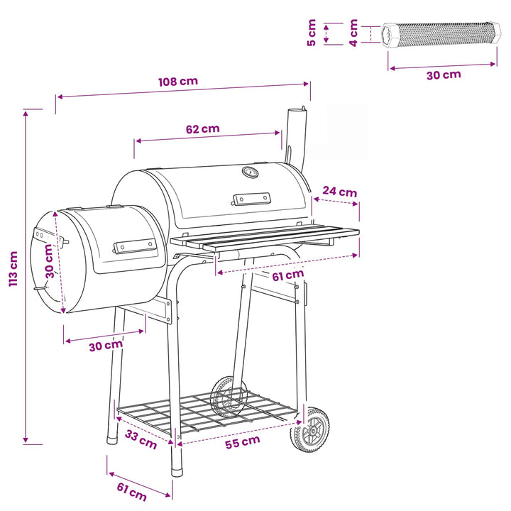 Udendørs grill 103 x 60 x 113 cm Stål Sort