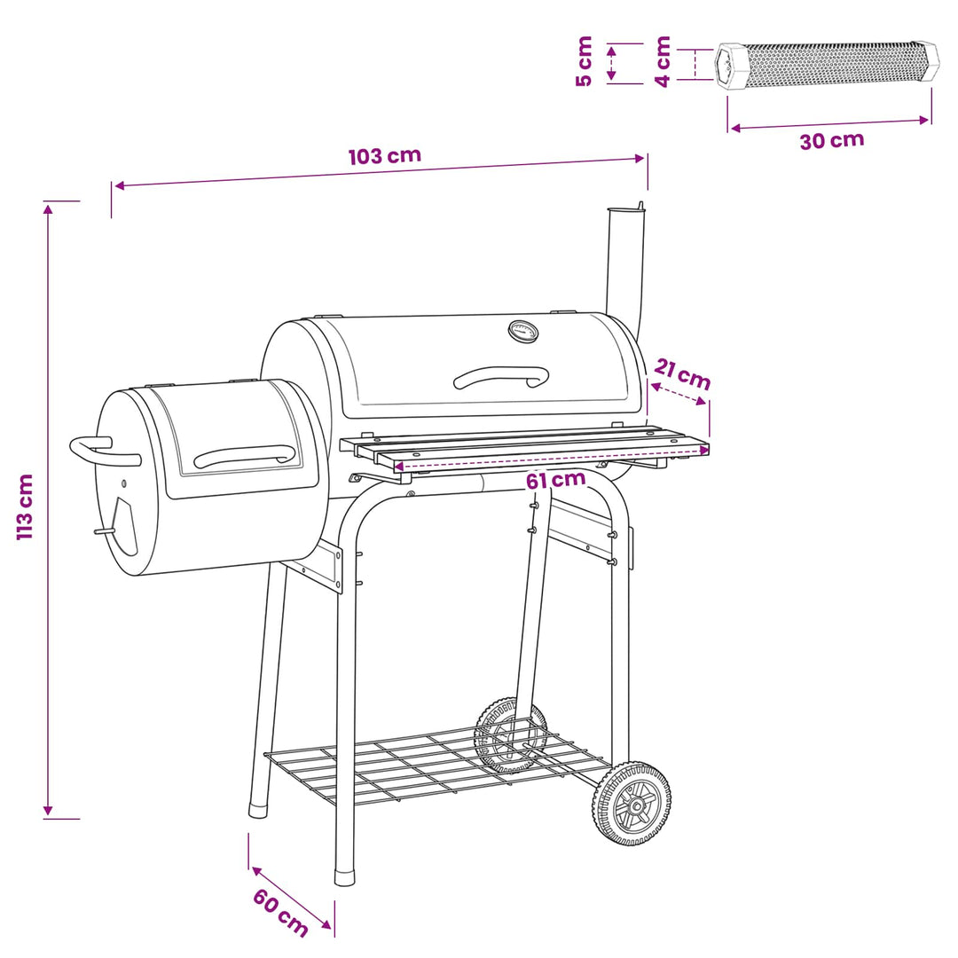 Udendørs grill 103 x 60 x 113 cm Stål Sort