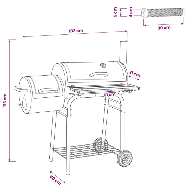 Udendørs grill 103 x 60 x 113 cm Stål Sort
