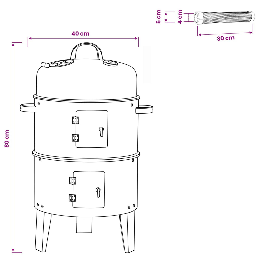 Udendørs grill Ø 40 x 80 cm Stål Sort
