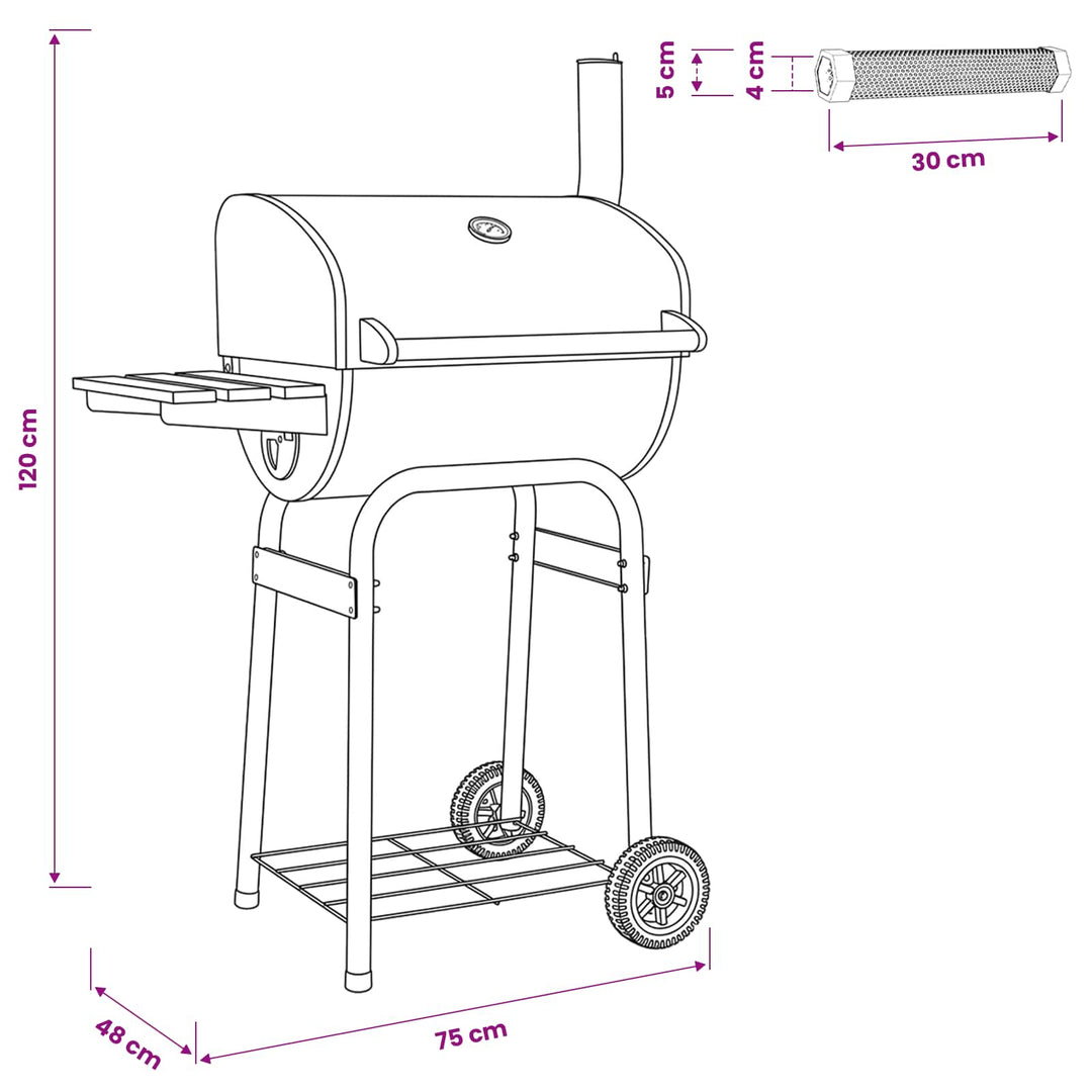 Kulgrill 75 x 48 x 120 cm Sølv Pulverlakeret stål og plast