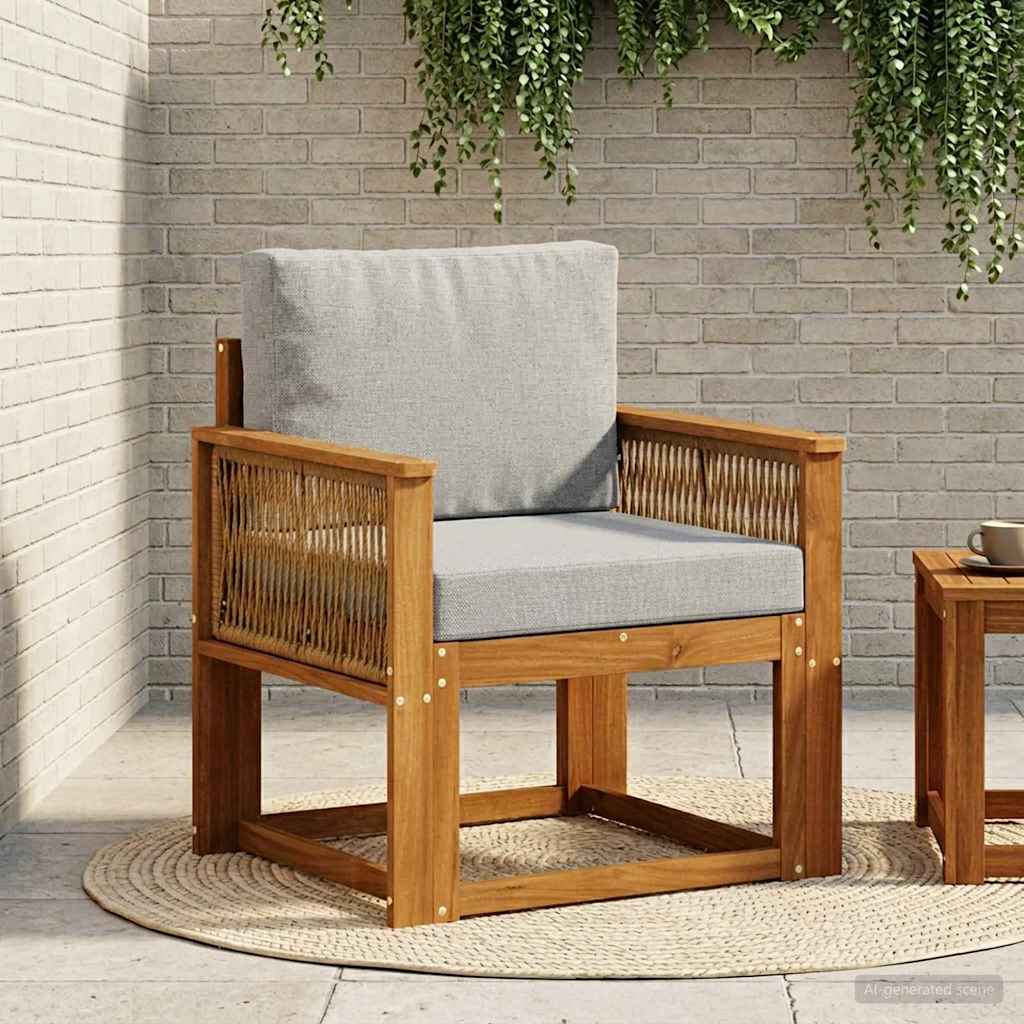 Udendørs Mellem Sofa Massivt Akacietræ Naturfarvet
