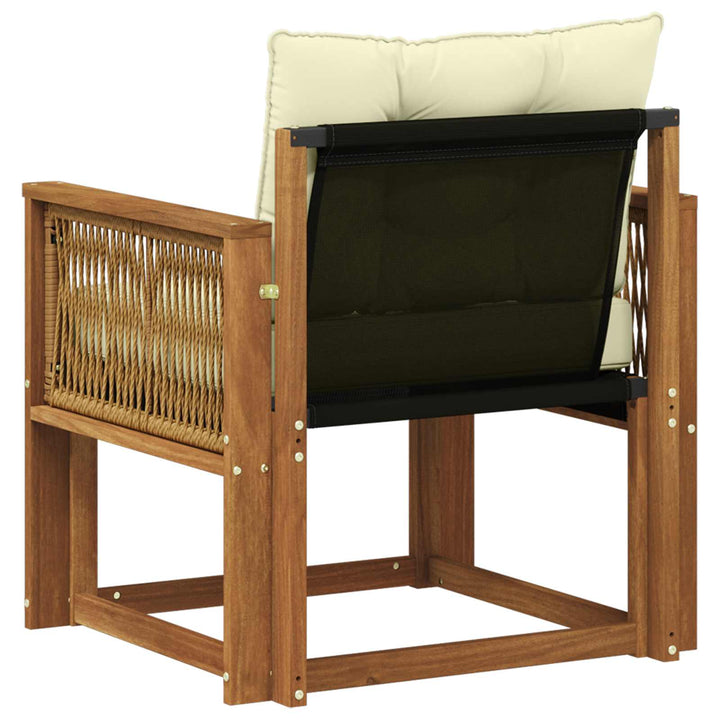 Udendørs Mellem Sofa Massiv akacietræ og Textilene Naturfarvet