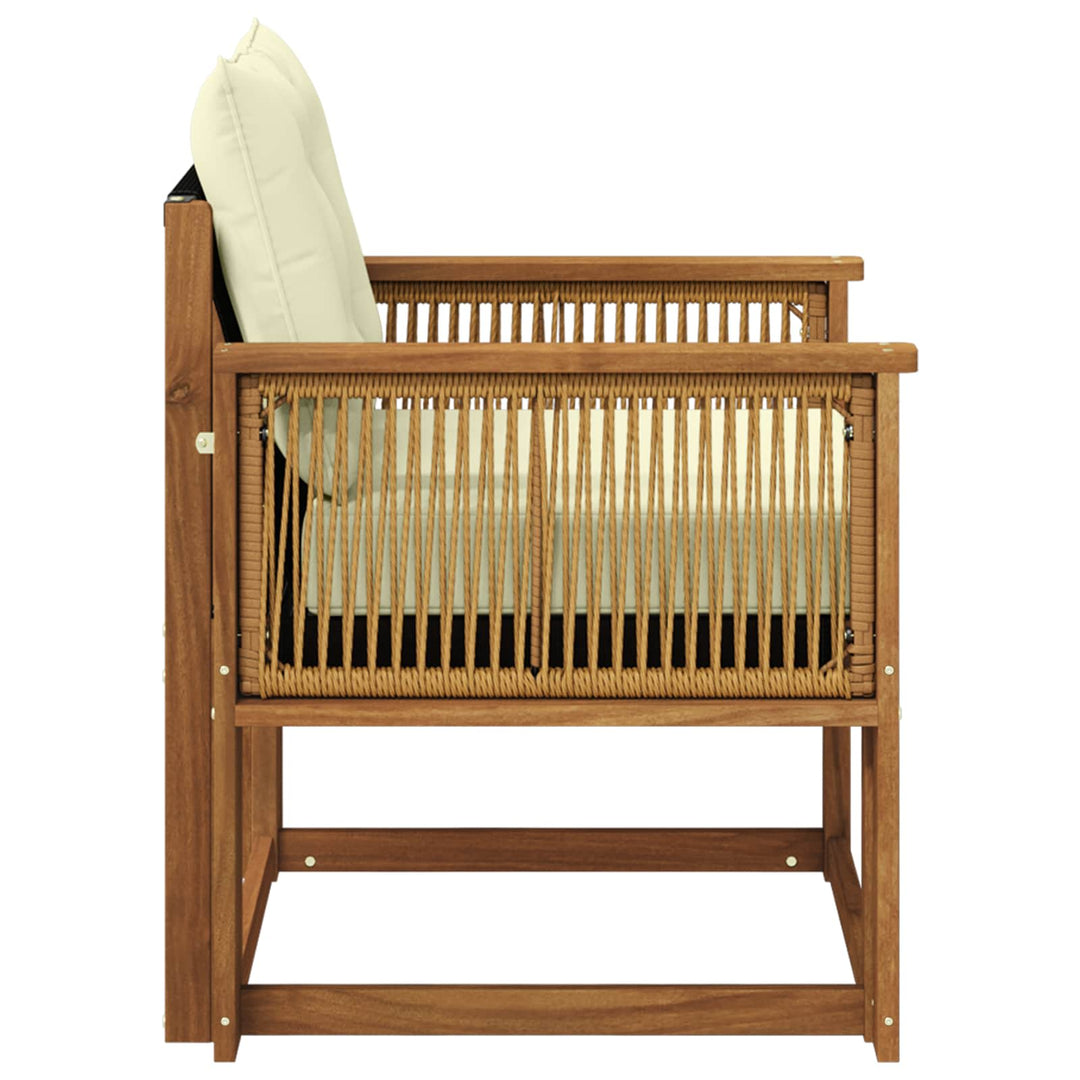 Udendørs Mellem Sofa Massiv akacietræ og Textilene Naturfarvet