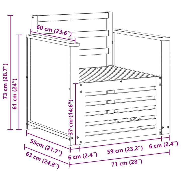 Udendørs Mellem Sofa Naturfarvet