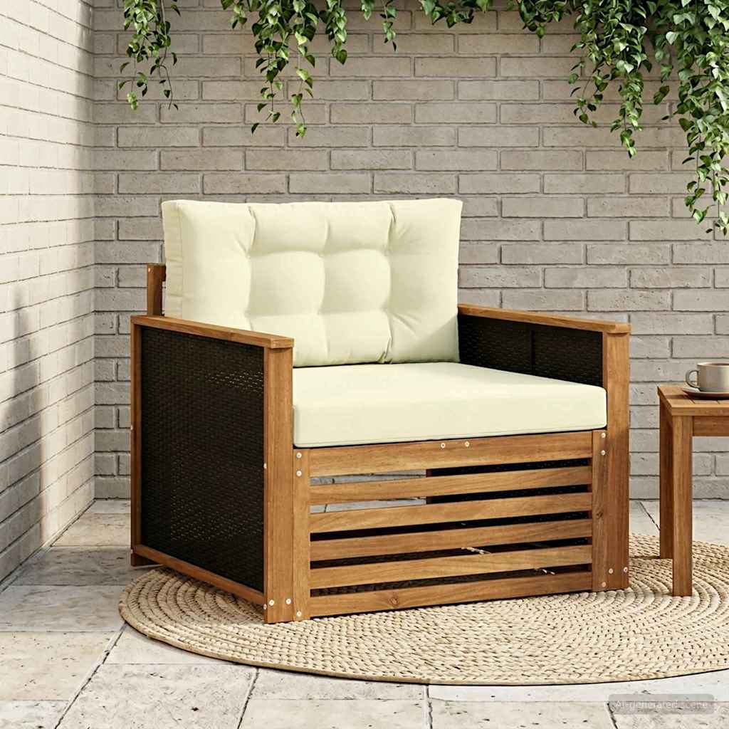 Udendørs Mellem Sofa Massivt Akacietræ Naturfarvet