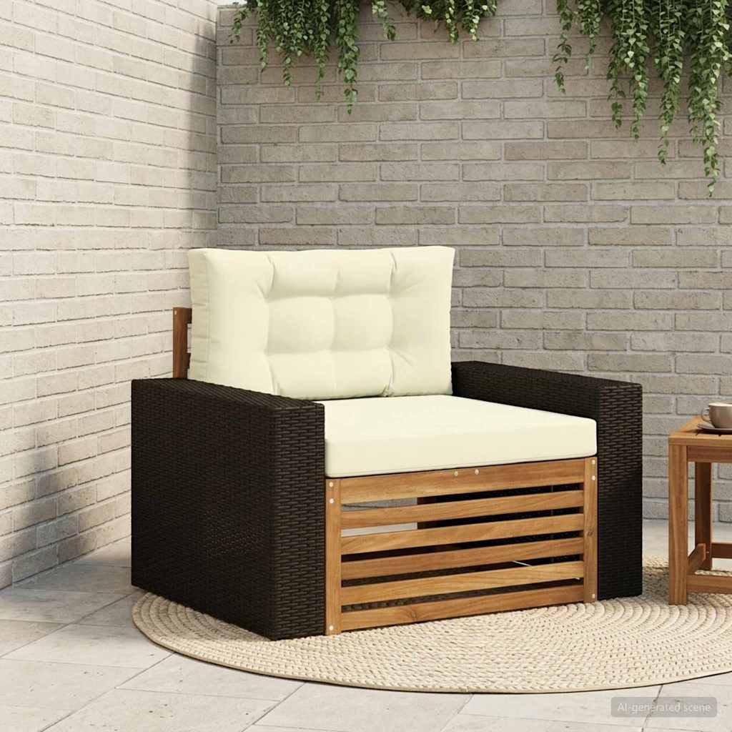 Udendørs Mellem Sofa Massivt Akacietræ Naturfarvet