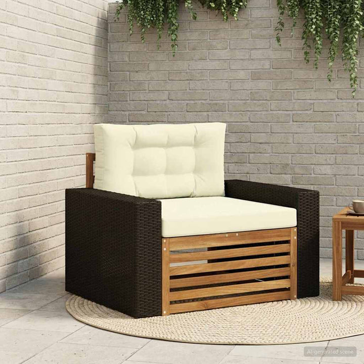 Udendørs Mellem Sofa Massivt Akacietræ Naturfarvet