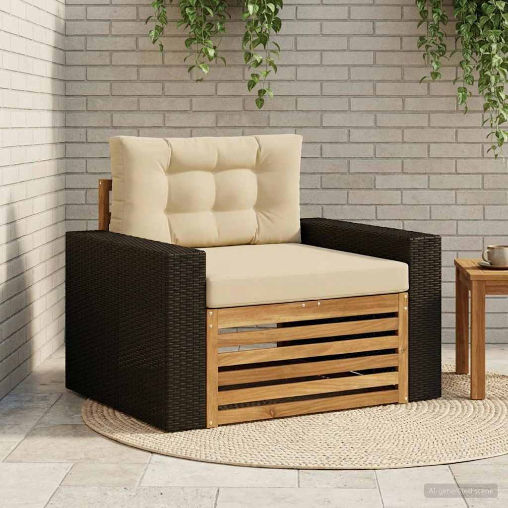 Udendørs Mellem Sofa Massivt Akacietræ Naturfarvet