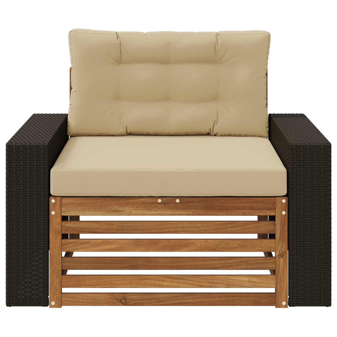 Udendørs Mellem Sofa Massivt Akacietræ Naturfarvet