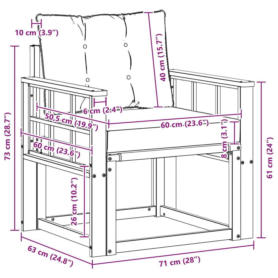 Udendørs sofa Massiv akacietræ og Textilene Hvid