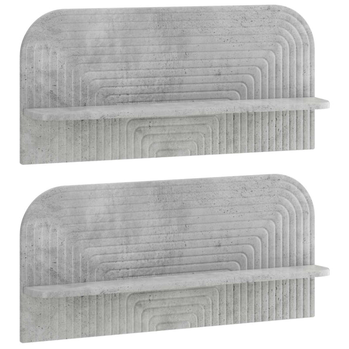 Væghylde 2 stk. Betongrå 80,5 x 13,5 x 37,5 cm Konstrueret træ