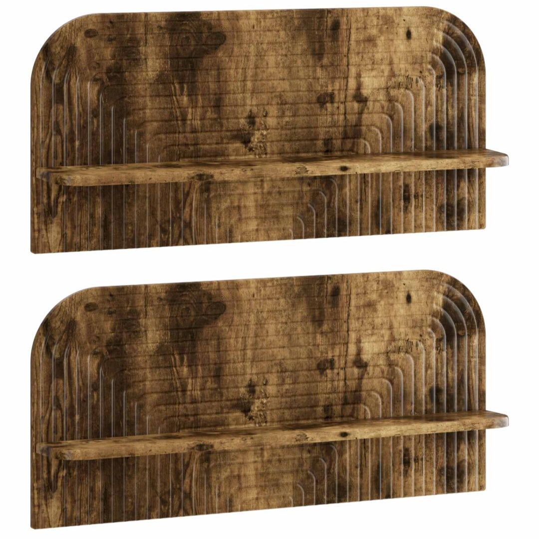 Væghylde 2 stk. Røget eg 80.5 x 13.5 x 37.5 cm Konstrueret træ