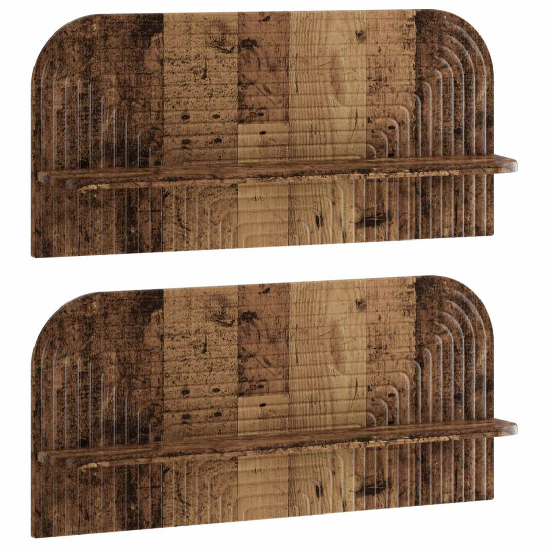 Væghylde 2 stk. Gammelt træ 80,5 x 13,5 x 37,5 cm