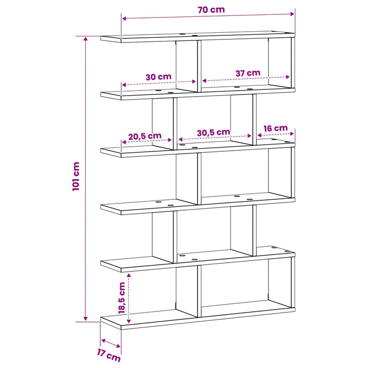 Væghylde Hvid 70 x 17 x 101 cm Konstrueret træ