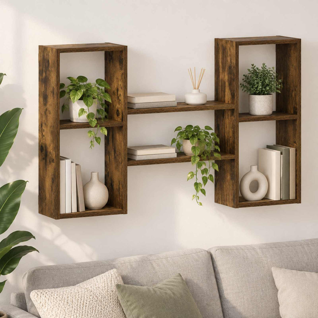 Væghylde Røget eg 102 x 17 x 59 cm Konstrueret træ