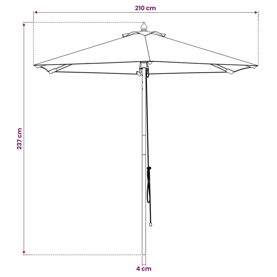 Havesol Ø 210 x 237 cm Massiv Eucalyptus Træ Antracit