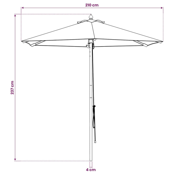 Havesol Ø 210 x 237 cm Massiv Eucalyptus Træ Antracit