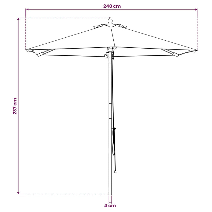 Havesol Ø 240 x 237 cm Massiv Eucalyptus Træ Antracit