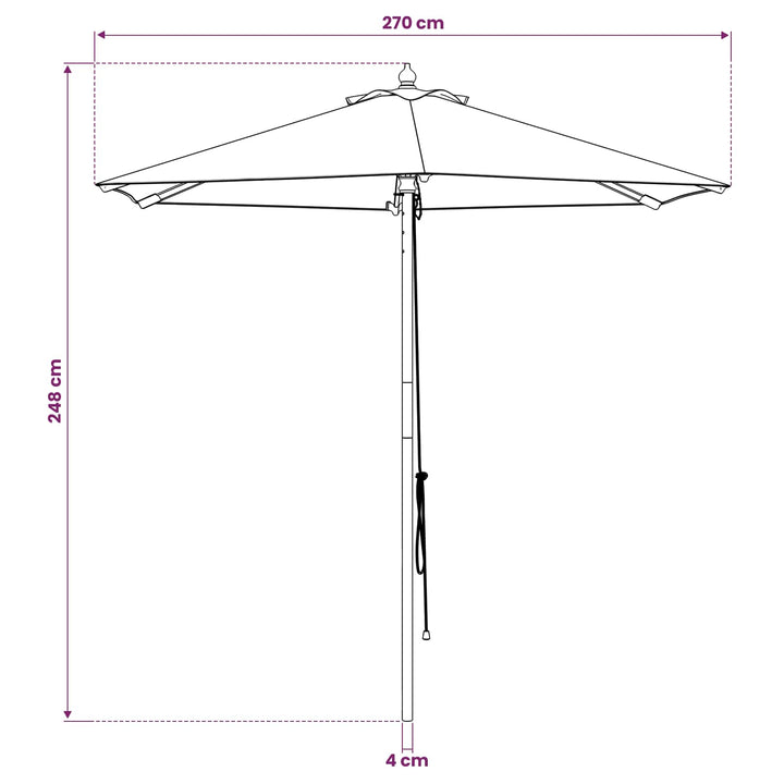 Havesol Ø 270 x 248 cm Massiv Eucalyptus Træ Antracit