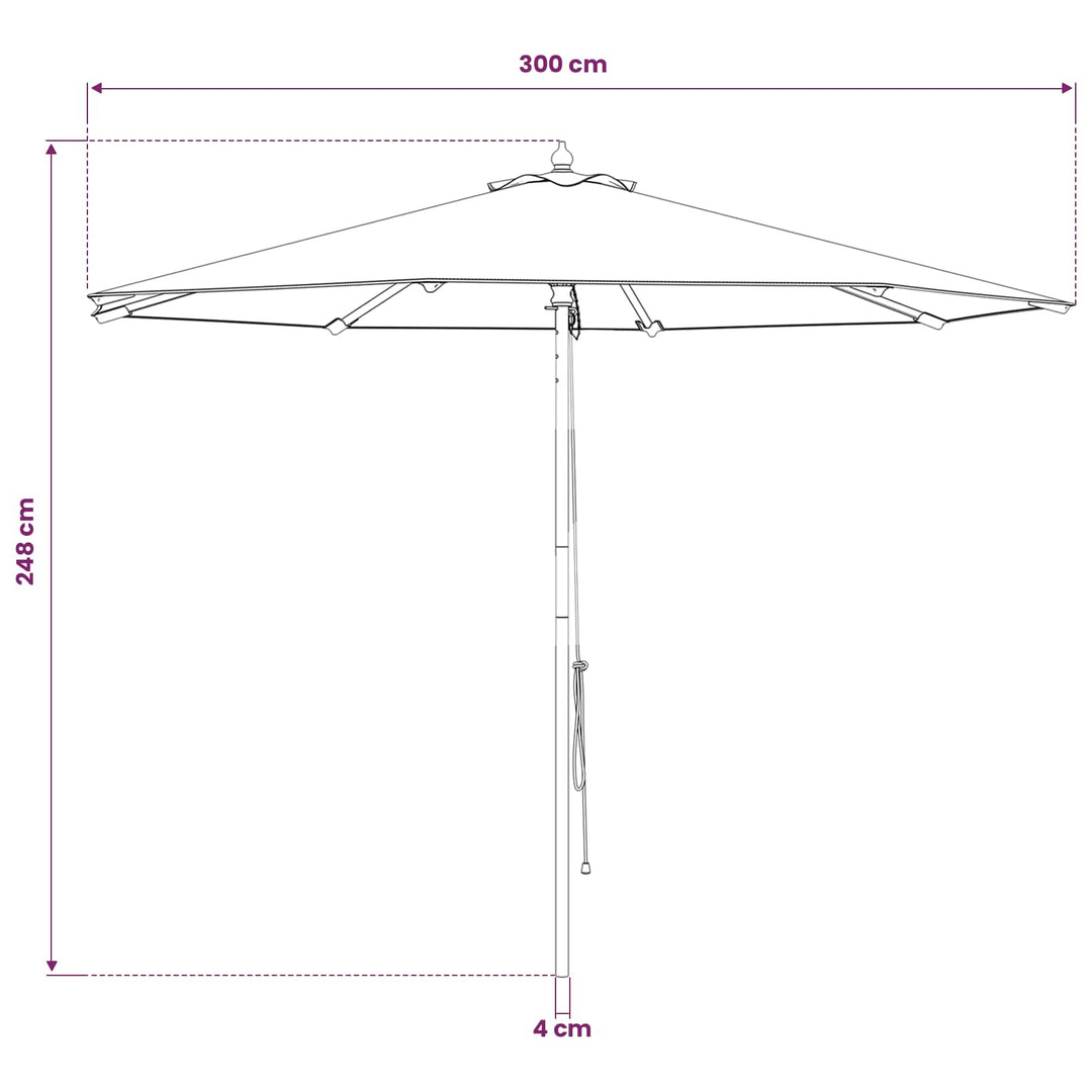 Havesol Ø 300 x 248 cm Massiv Eucalyptus Træ Antracit