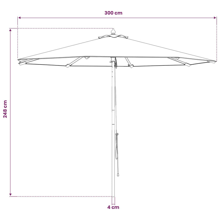 Havesol Ø 300 x 248 cm Massiv Eucalyptus Træ Antracit