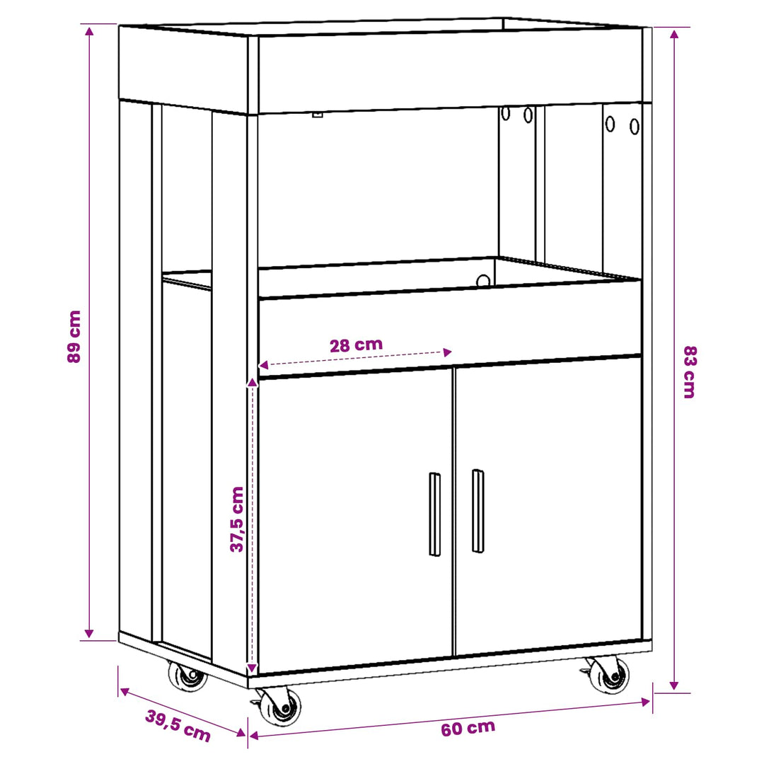 Barvogn Gammelt træ 60 x 39,5 x 89 cm Konstrueret træ