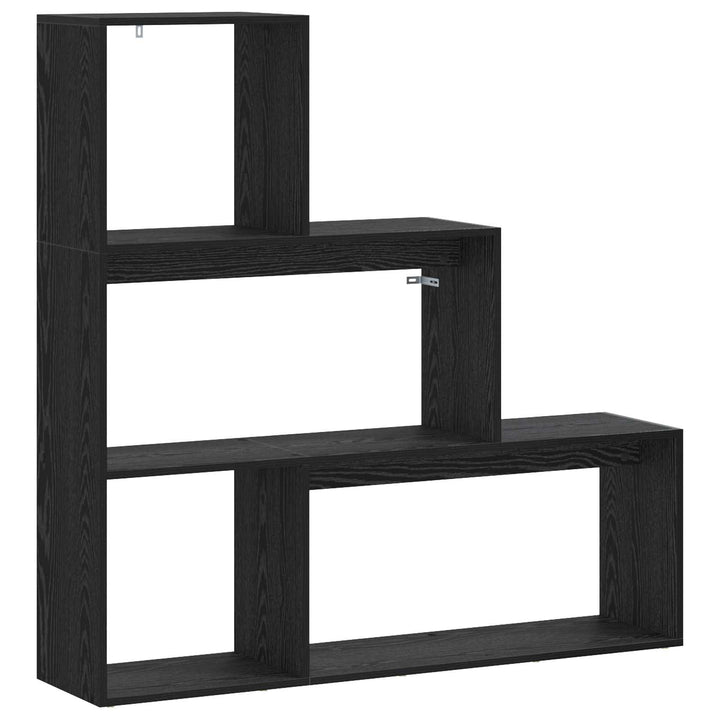 Rumdivider boghylde 123 x 29 x 123 cm Konstrueret træ Sort eg